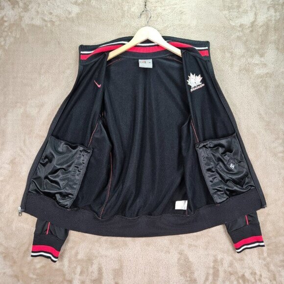 Nike Team Canada Hockey Jacket Full Zip Black Long Sleeve Pockets Men's Size M - Picture 6 of 13